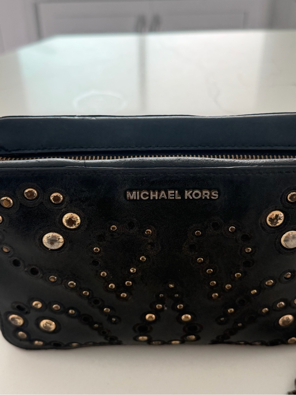 Michael Kors Black Studded Chain Crossbody Bag - Picture 2 of 9